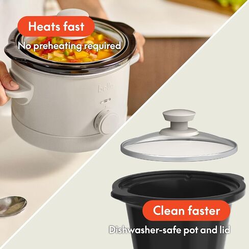 bella 1.5qt Manual Non-Toxic Slow Cooker with 3 Heat Settings, Oatmilk in Saudi Arabia