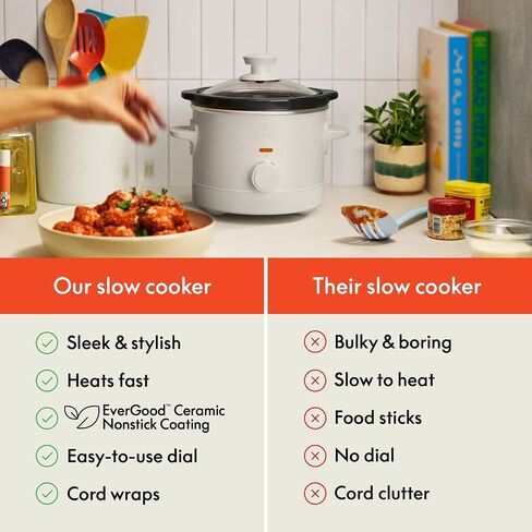 bella 1.5qt Manual Non-Toxic Slow Cooker with 3 Heat Settings, Oatmilk in Saudi Arabia