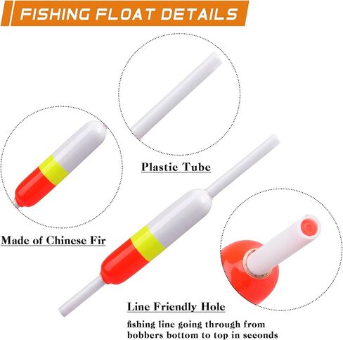 Fishing Floats and Bobbers,10PCS Wood Slip Bobbers Spring Oval Stick Slip Floats for Crappie Trout Panish Bass Fishing in Kuwait