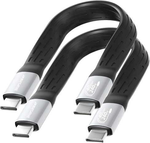 15cm USB4 Cable 240W 6inch Flat, Supports 40Gbps Data Transfer & 8K HD Display, USB C for Thunderbolt 4/3, USB4/3, Laptop, eGPU, Monitor, SSD Enclosure in Saudi Arabia