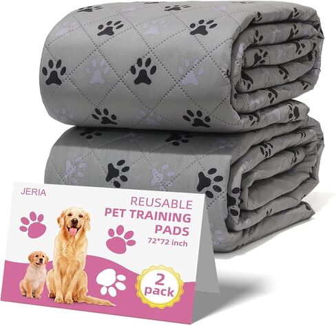 JERIA 2 Pack 36"x 41" Waterproof Non Slip Wee Wee pad，Reusable Washable Pee Pads for Dogs，Absorbent and Leakproof Training Mats for Potty, Bed, Sofa, Potty Training in Saudi Arabia