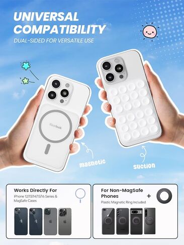 Klearlook Magnetic Suction Phone Mount for MagSafe Case, Removable Sticky Phone Grip Holder for Hands-Free Makeup/Selfie/Live Streaming/Vlog for TikTok & Instagram Influencer/Creator, Transparent in Saudi Arabia