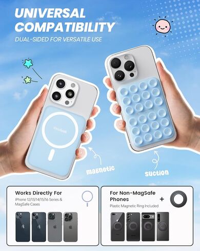 Klearlook Magnetic Suction Phone Mount for MagSafe Case, Removable Sticky Phone Grip Holder for Hands-Free Makeup/Selfie/Live Streaming/Vlog for TikTok & Instagram Influencer/Creator, Transparent in Saudi Arabia