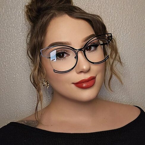 VOOGLAM Oversize Cat Eye Eyeglasses for Women with Non-prescription Clear Lens Maggie GM0340 in Kuwait