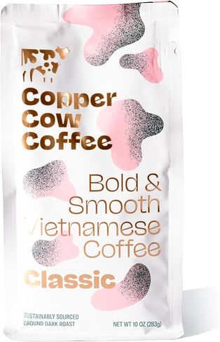 Copper Cow Premium Vietnamese Ground Coffee | Classic Black | Dark Roast | Universal Grind | 24 oz in Saudi Arabia