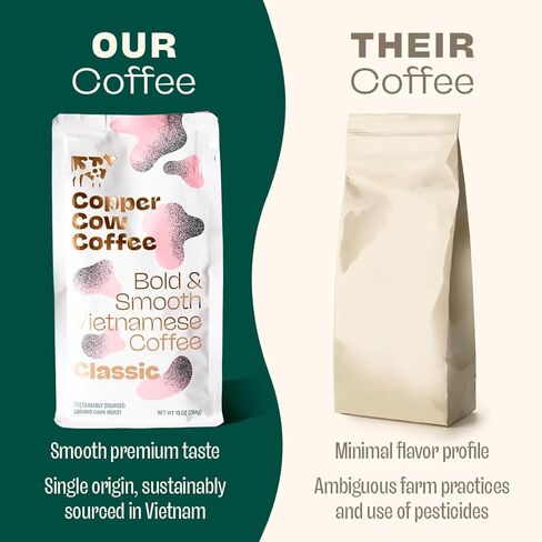 Copper Cow Premium Vietnamese Ground Coffee | Classic Black | Dark Roast | Universal Grind | 24 oz in Saudi Arabia