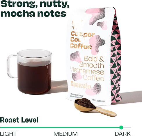 Copper Cow Premium Vietnamese Ground Coffee | Classic Black | Dark Roast | Universal Grind | 24 oz in Saudi Arabia