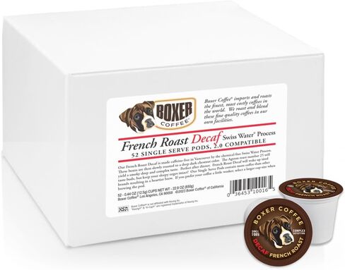 Boxer Coffee 52 Count Decaf French Roast Swiss Water Process Single-Serve Cups Pods Specialty Grade gourmet artisan coffee, Keurig K-Cup 2.0 Compatible in Saudi Arabia