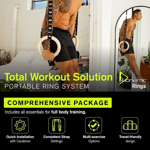 Eleviia Ultimate Pullup Travel Package: 9-Piece Kit Includes The Original Eleviia Doorway Pullup Bar System, Wooden Rings and Travel Straps, and Super Compact Travel Bag in Kuwait