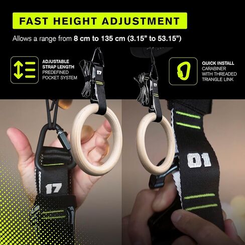 Eleviia Ultimate Pullup Travel Package: 9-Piece Kit Includes The Original Eleviia Doorway Pullup Bar System, Wooden Rings and Travel Straps, and Super Compact Travel Bag in Kuwait