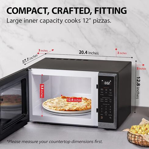 TOSHIBA ML4-EM12PA(BS) Countertop Microwave Oven with Stylish Design As Kitchen Essentials, Smart Sensor, 13 Auto Menus&Mute Function, 1.2 Cu Ft with 12.4" Turntable, 1000W, Black Stainless Steel in Saudi Arabia