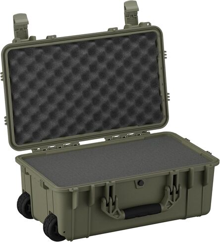 Condition 1 22" Large Rolling Lockable Hard Storage Case with Foam, Model 300, Waterproof Protective Box for Camera, Tactical, Scientific Gear, Made in USA, 21.84"x13.82"x9", Flat Dark Earth in Saudi Arabia