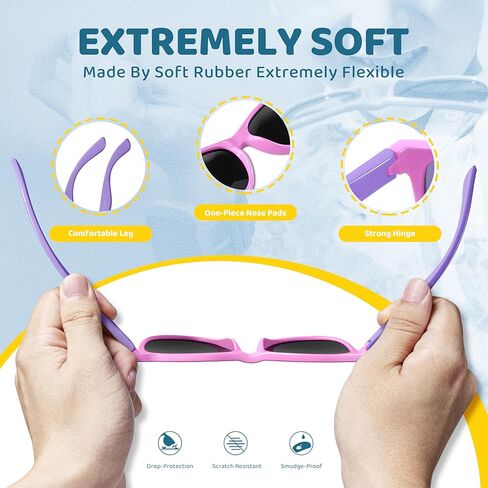 RIVBOS Kids Sunglasses Polarized UV Protection Flexible Rubber Glasses Shades with Strap for Boys Girls RBK004 in Saudi Arabia