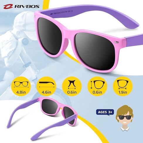 RIVBOS Kids Sunglasses Polarized UV Protection Flexible Rubber Glasses Shades with Strap for Boys Girls RBK004 in Saudi Arabia