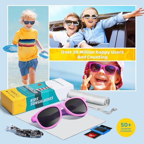 RIVBOS Kids Sunglasses Polarized UV Protection Flexible Rubber Glasses Shades with Strap for Boys Girls RBK004 in Saudi Arabia