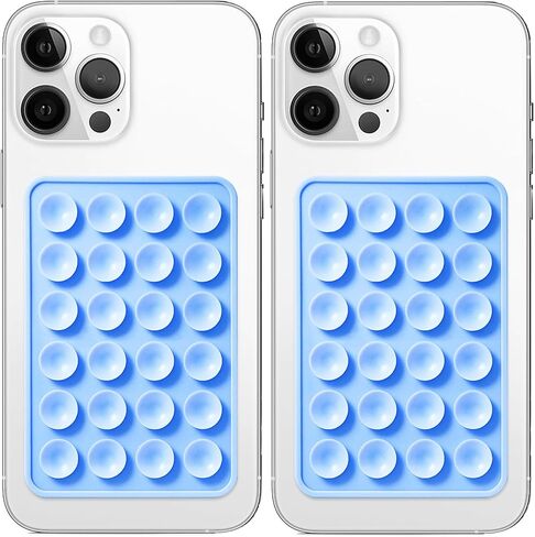 2 Pack Silicone Suction Phone Case Mount, Non Slip Sticky Phone Grip for Cellphone, Silicon Adhesive Suction Cup Mount, Strong Grip Holder for Selfies and Videos (LightPink&Translucent) in Kuwait