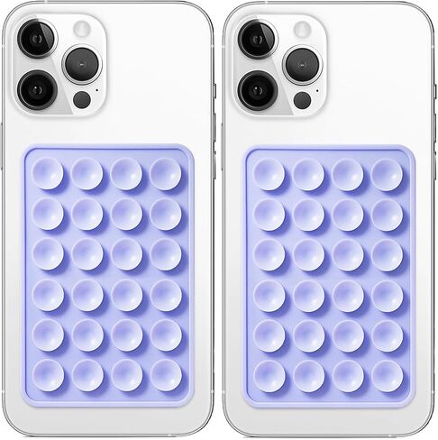 2 Pack Silicone Suction Phone Case Mount, Non Slip Sticky Phone Grip for Cellphone, Silicon Adhesive Suction Cup Mount, Strong Grip Holder for Selfies and Videos (LightPink&Translucent) in Kuwait