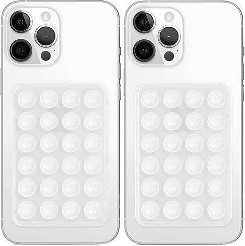 2 Pack Silicone Suction Phone Case Mount, Non Slip Sticky Phone Grip for Cellphone, Silicon Adhesive Suction Cup Mount, Strong Grip Holder for Selfies and Videos (LightPink&Translucent) in Kuwait