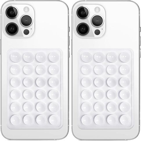 2 Pack Silicone Suction Phone Case Mount, Non Slip Sticky Phone Grip for Cellphone, Silicon Adhesive Suction Cup Mount, Strong Grip Holder for Selfies and Videos (LightPink&Translucent) in Kuwait