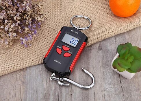 مقياس الأسماك المحمولة KLAU 200 كجم / 400 رطل مقاييس شنقية شاقة شاشة شاملة شاشة LCD مع الإضاءة الخلفية لصيد سوق المزرعة المنزلية الأسود والفضي in Kuwait