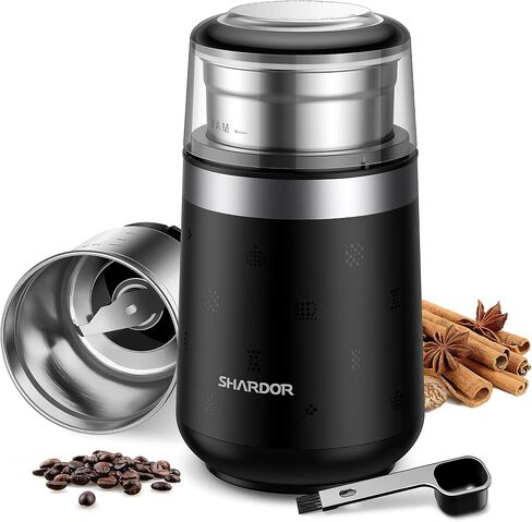SHARDOR Electric Super Silent Blade Coffee Grinder, Timed Grind Control Rotary Knob, Adjustable Coarse to Fine for Coffee Beans, Spices & Herbs, with 1 Removable Stainless Steel Bowl, Black in Kuwait