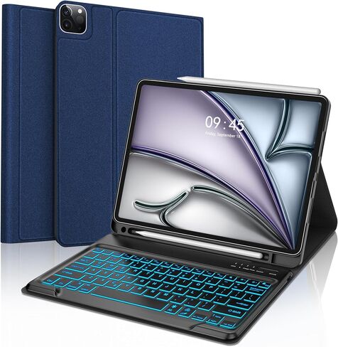 Keyboard Case for iPad Air 13" (M2, 2024) & iPad Pro 12.9(6th/5th/4th/3rd Gen), Detachable Wireless Bluetooth Keyboard, 7 Color Backlit, Smart Folio Cover with S Pen Holder, Auto Sleep/Wake in Saudi Arabia