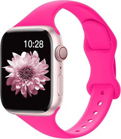 KingofKings Patenting Slim Thin Band Compatible with Apple Watch Bands for Women 42mm 38mm 40mm 41mm 44mm 45mm 46mm 49mm, Soft Sport Silicone Strap for iWatch Series 10 9 SE 8 7 6 5 4 3 2 1 Ultra in Saudi Arabia
