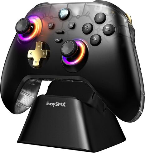 EasySMX D05 PC Controller - Enhanced Wireless Bluetooth Pro Controller with Charging Dock/Hall Sensor/RGB Lighting - No Stick Drift, No Dead Zone - Work for Windows PC, Android, Steam and Switch in Saudi Arabia