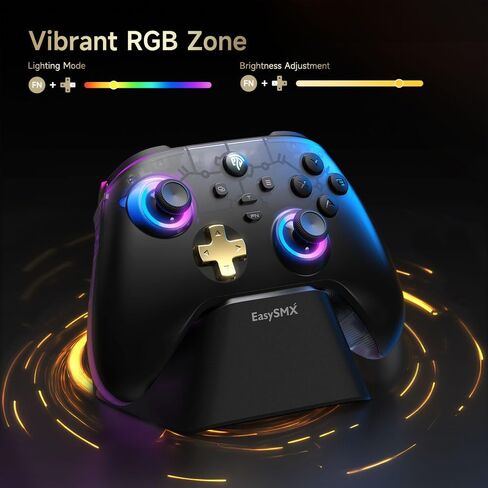 EasySMX D05 PC Controller - Enhanced Wireless Bluetooth Pro Controller with Charging Dock/Hall Sensor/RGB Lighting - No Stick Drift, No Dead Zone - Work for Windows PC, Android, Steam and Switch in Saudi Arabia