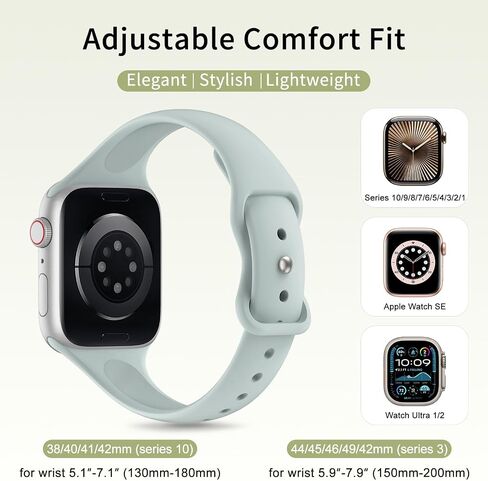Kingofkings براءات الاختراع النحيفة النحيفة النطاق التوافق مع نطاقات Apple Watch للنساء 42 مم 38 مم 40 مم 41 مم 45 مم 45 مم 46 مم 49 مم ، حزام سيليكون ناعم للرياضة لسلسلة IWatch 10 9 SE 8 7 6 5 4 3 2 1 Ultra in Saudi Arabia
