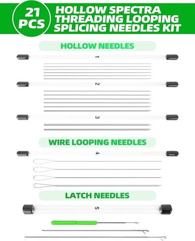 BLUEWING Hollow Spectra Threading Looping Splicing Needles Kit 21pcs Stainless Steel Fishing Rigging Needle Set in Saudi Arabia