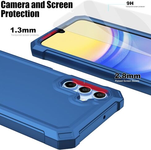 AILiber for Galaxy A36 CORPLE PORPHING ، واقي الشاشة A36 ، ووقاية من الطبقة المزدوجة ، وركن عازف الصدمات TPU ، وغطاء ثقيل سيليكون نحيف لـ Samsung Galaxy A36 5G-Blue in Kuwait