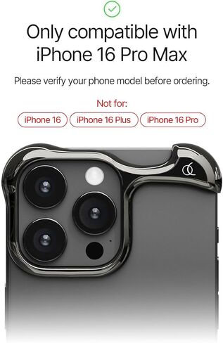 Arc Pulse Compatible with iPhone 16 Pro Phone Case (2024), Minimalist Protective Shock Absorption Aerospace Grade Aluminum Shells + Elastomer Inlays Easy Fit 6.3 inch (Aluminum Matte Black) in Saudi Arabia