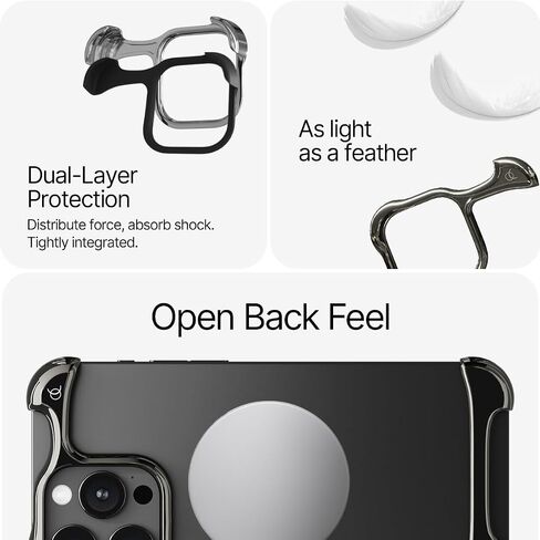 Arc Pulse Compatible with iPhone 16 Pro Phone Case (2024), Minimalist Protective Shock Absorption Aerospace Grade Aluminum Shells + Elastomer Inlays Easy Fit 6.3 inch (Aluminum Matte Black) in Saudi Arabia