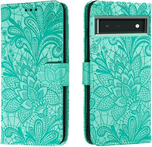 for Google Pixel 6 (2021) 6.4" Embossing Wallet Case Kickstand Magnetic Flip Cover Credit Cards Slot PU Leather Shockproof Flip Magnetic Case for Google Pixel 6 (Purple) in Saudi Arabia