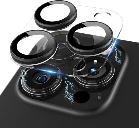 Compatible for iPhone 16 Pro Max/iPhone 16 Pro/iPhone 14 Pro/iPhone 14 Pro Max Camera Lens Protector [Full Coverage Metal] 9H Tempered Glass Camera Cover Titanium Black in Kuwait