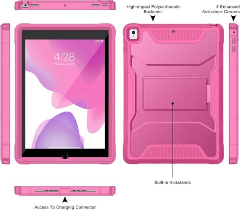 حالة SOKE لـ IPAD 6th/5th Generation 9.7 بوصة 2018/2017 ، مع واقي شاشة مدمج و Kickstand ، وغطاء وقائي للخدمة الثقيلة الوعرة لـ Apple iPad Air 2/Pro 9.7-Black in Kuwait