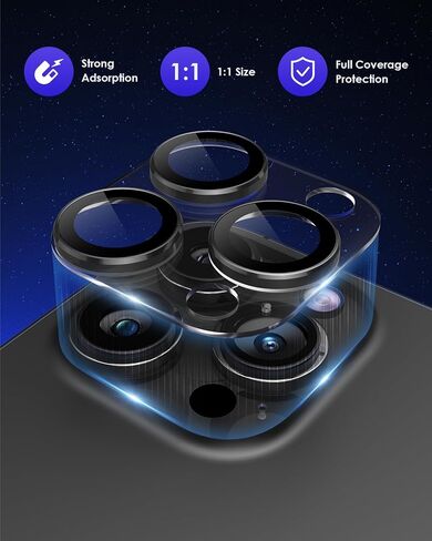 Compatible for iPhone 16 Pro Max/iPhone 16 Pro/iPhone 14 Pro/iPhone 14 Pro Max Camera Lens Protector [Full Coverage Metal] 9H Tempered Glass Camera Cover Titanium Black in Kuwait