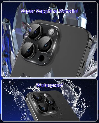 Compatible for iPhone 16 Pro Max/iPhone 16 Pro/iPhone 14 Pro/iPhone 14 Pro Max Camera Lens Protector [Full Coverage Metal] 9H Tempered Glass Camera Cover Titanium Black in Kuwait