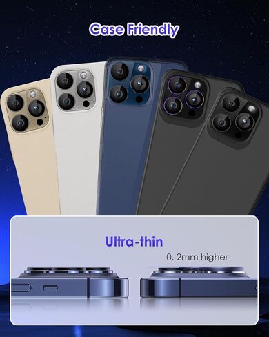Compatible for iPhone 16 Pro Max/iPhone 16 Pro/iPhone 14 Pro/iPhone 14 Pro Max Camera Lens Protector [Full Coverage Metal] 9H Tempered Glass Camera Cover Titanium Black in Kuwait