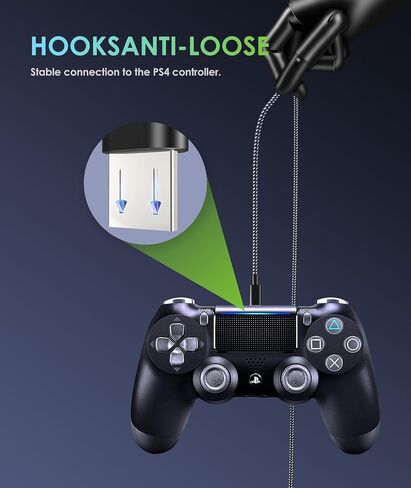 6 amlifestyle 16 ft PS4 Controller Charger Cable ، NYLON ROLIDED EXTRA MICRO MICRO USB 2.0 HISTE SPEED DATION SYNC CORP in Kuwait