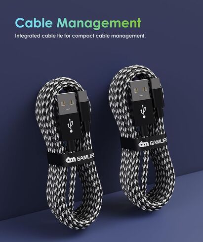 6 amlifestyle 16 ft PS4 Controller Charger Cable ، NYLON ROLIDED EXTRA MICRO MICRO USB 2.0 HISTE SPEED DATION SYNC CORP in Kuwait