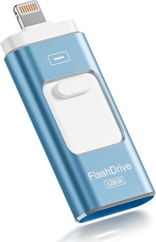 Apple MFi Certified 128GB Flash Drive for iPhone Thumb Drive Photo Stick, USB Memory Stick iPhone Flash Drive for Photos Videos, High Speed Jump Drive Compatible for iPhone/iPad/Android/PC (Blue) in Saudi Arabia