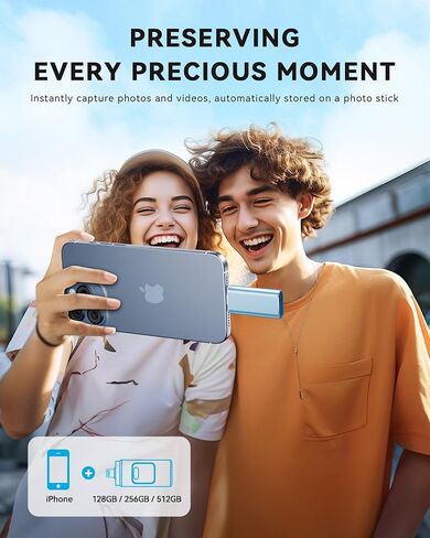 Apple MFi Certified 128GB Flash Drive for iPhone Thumb Drive Photo Stick, USB Memory Stick iPhone Flash Drive for Photos Videos, High Speed Jump Drive Compatible for iPhone/iPad/Android/PC (Blue) in Saudi Arabia