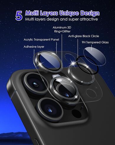 متوافق مع iPhone 15 Pro/iPhone 15 Pro Max Camera Lens Protector [تغطية كاملة معدن] in Kuwait