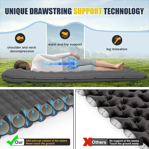 Self-Inflating Double Sleeping Pad - Camping Mattress for 2 Person, 4.7 Inch Extra-Thick Inflatable Camping Pad with Built-in Foot Pump, Ultralight Sleeping Mat for Backpacking Blue in Saudi Arabia