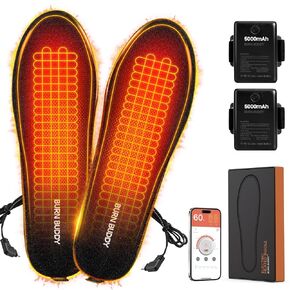 Heated Insoles, Rechargeable Heated Insoles with Remote Control, APP Electric Heated Shoe Insoles Foot Warmers for Feet,5000mAH Long Heating Time for Men Women Camping Hiking Outdoor Hunting Fishing