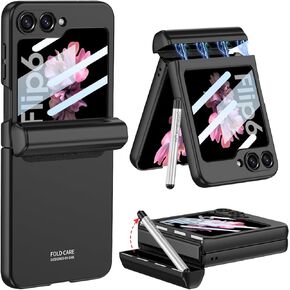 for Samsung Galaxy Z Flip 6 Case,with Stylus Fashion Business Phone case,with Hinge Protection Device and Camera Screen Protector,Case for Samsung Z Flip 6 (Purple)