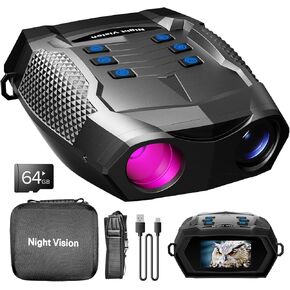 Night Vision Goggles - 4K Night Vision Binoculars for Adults, 5000mAh Rechargeable Infrared Binoculars with 3'' Large Screen, 8X Digital Zoom for Camping Hunting & Security