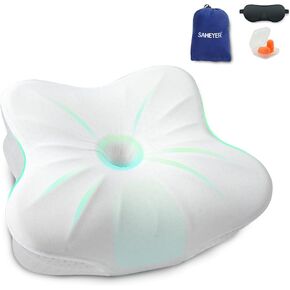 SAHEYER Memory Foam Travel Pillow, Small Camping Pillows for Sleeping, Neck Support Camping Gear Accessories - Travel Essentials for Sleeping, Backpacking Pillow, Hammock Pillow, Gray